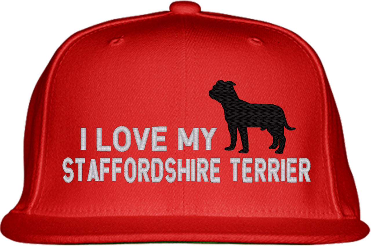 I Love My Staffordshire Terrier Dog Snapback Hat