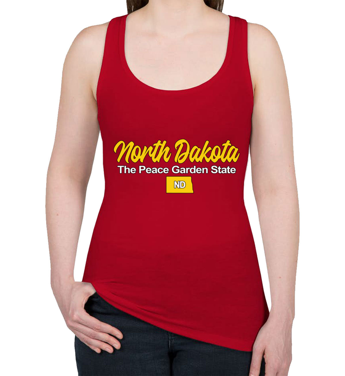 North Dakota The Peace Garden State Women's Racerback Tank Top