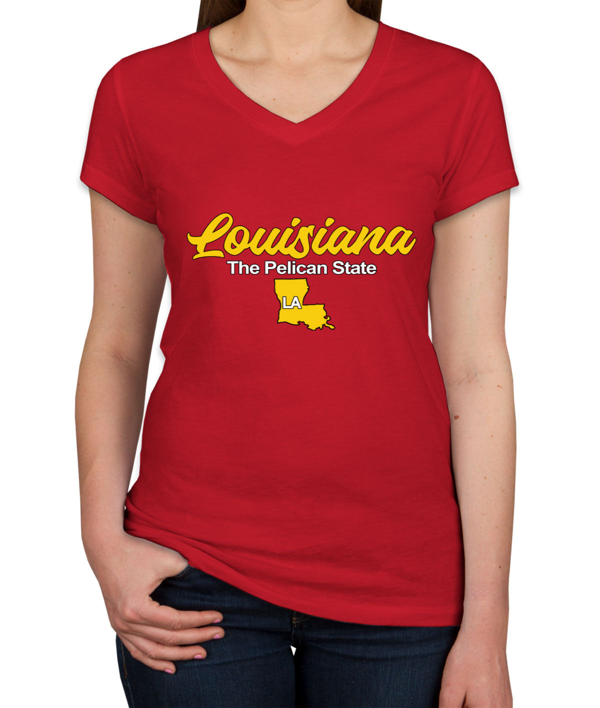 Louisiana The Pelican State Women's V Neck T-shirt