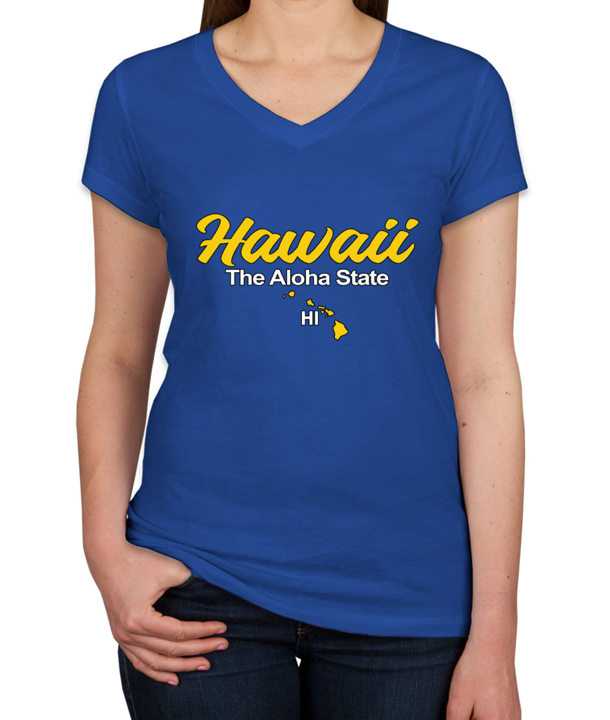 Hawaii The Aloha State Women's V Neck T-shirt