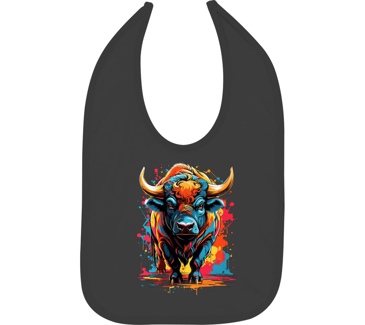 Illustration Colorful Bull Baby Bib