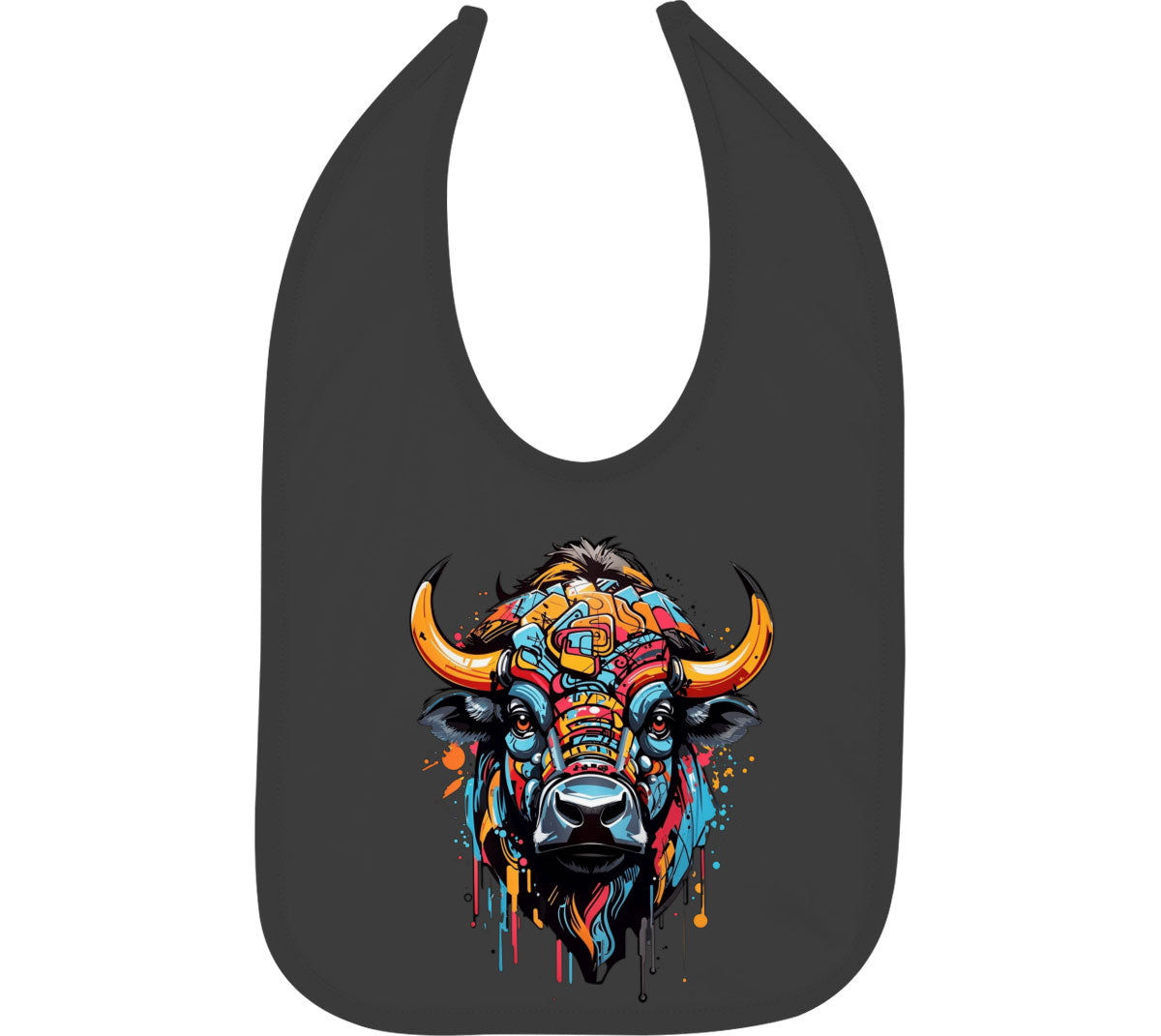 Illustration Colorful Bull head Baby Bib