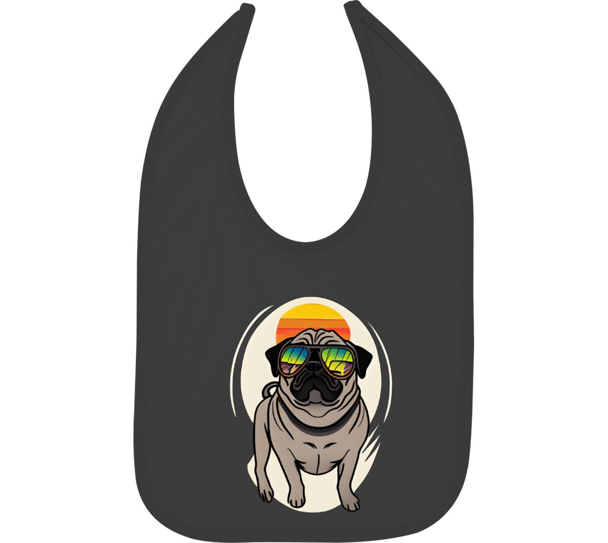 Pug Dog With Sunglasses Baby Bib