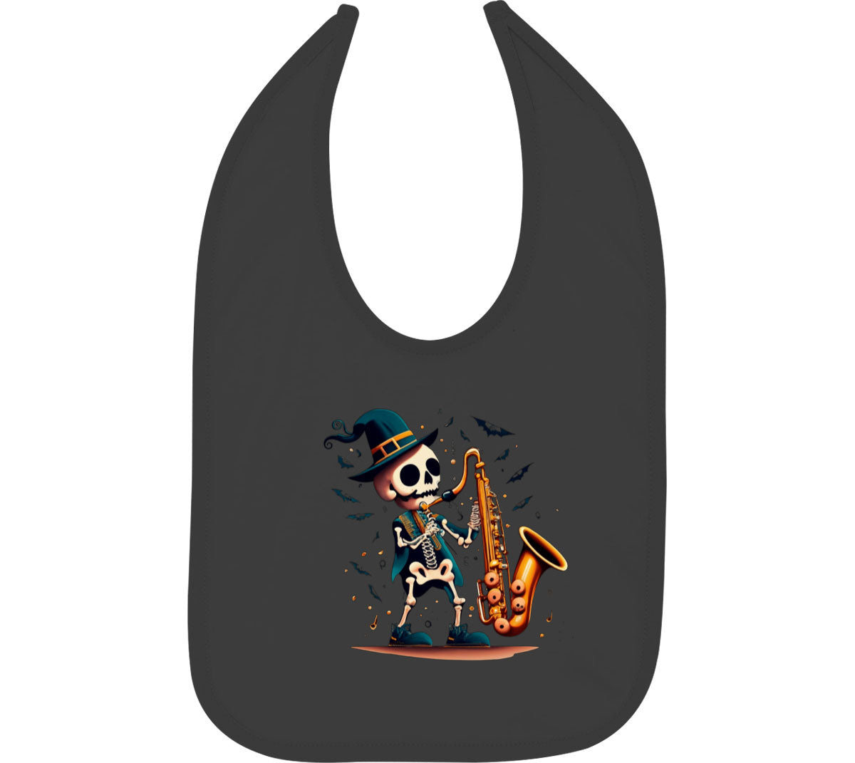 Skeleton Playing Saxophone Baby Bib