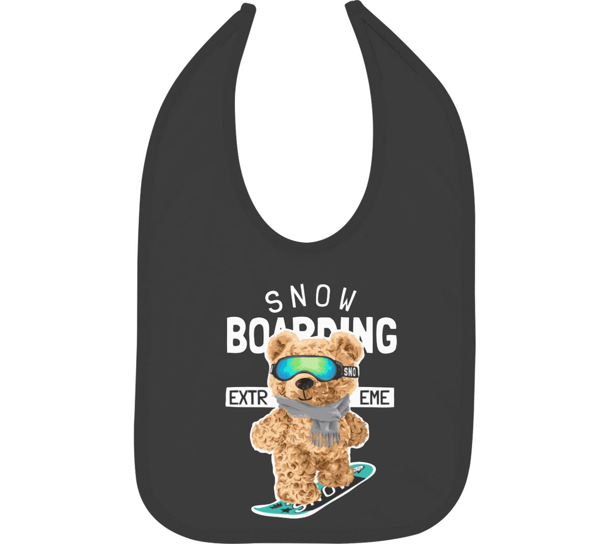 Teddy Bear Extreme Snowboarding Baby Bib