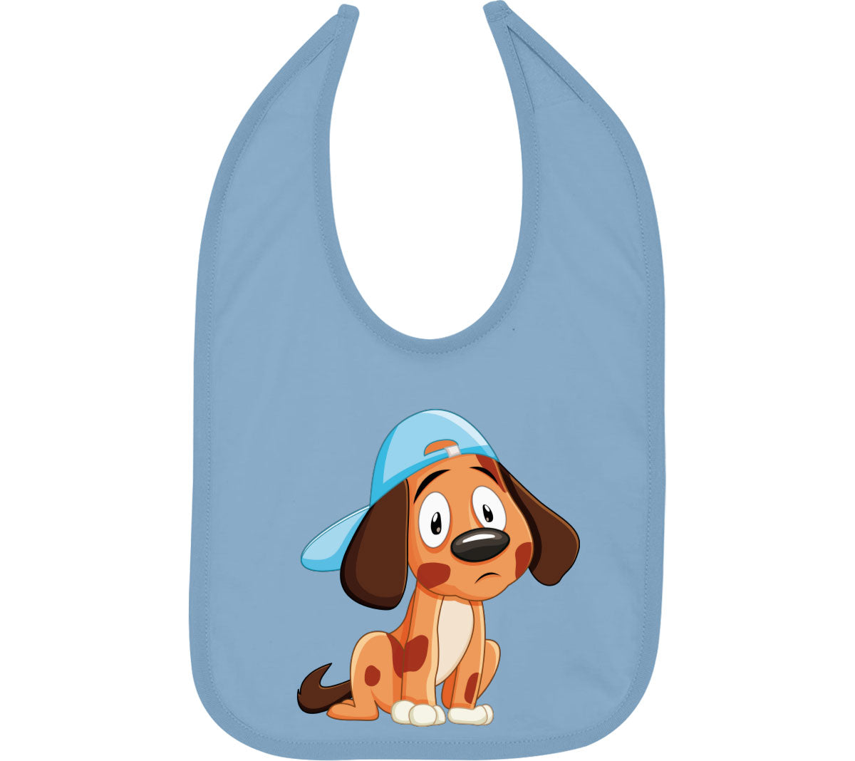 Brown Cute Dog With Long Ears Wearing Cap Baby Bib