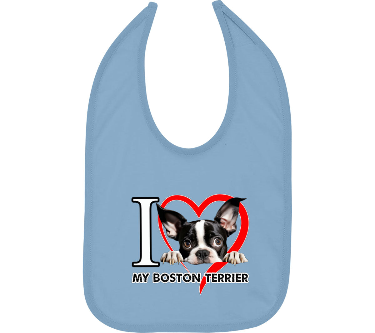 I Love My Boston Terrier Dog Baby Bib