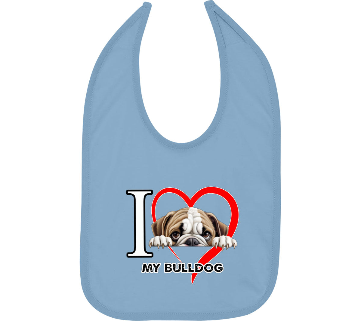 I Love My Bulldog Dog Baby Bib