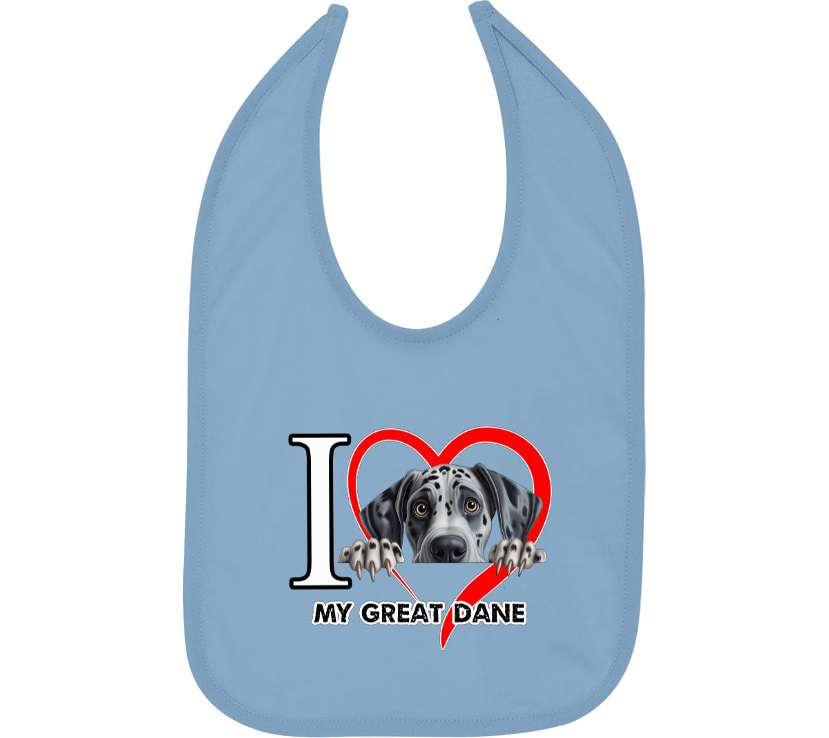 I Love My Great Dane Dog Baby Bib