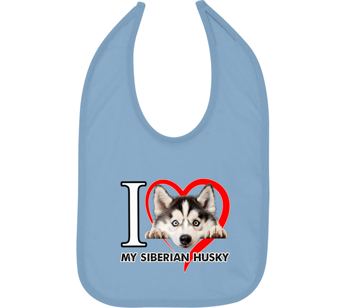 I Love My Siberian Husky Dog Baby Bib