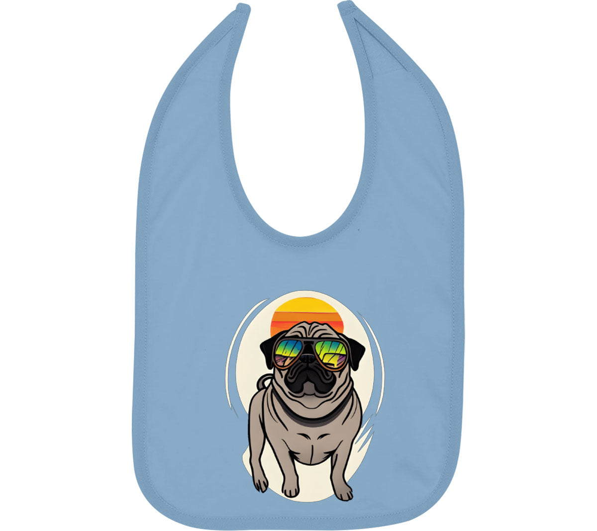 Pug Dog With Sunglasses Baby Bib
