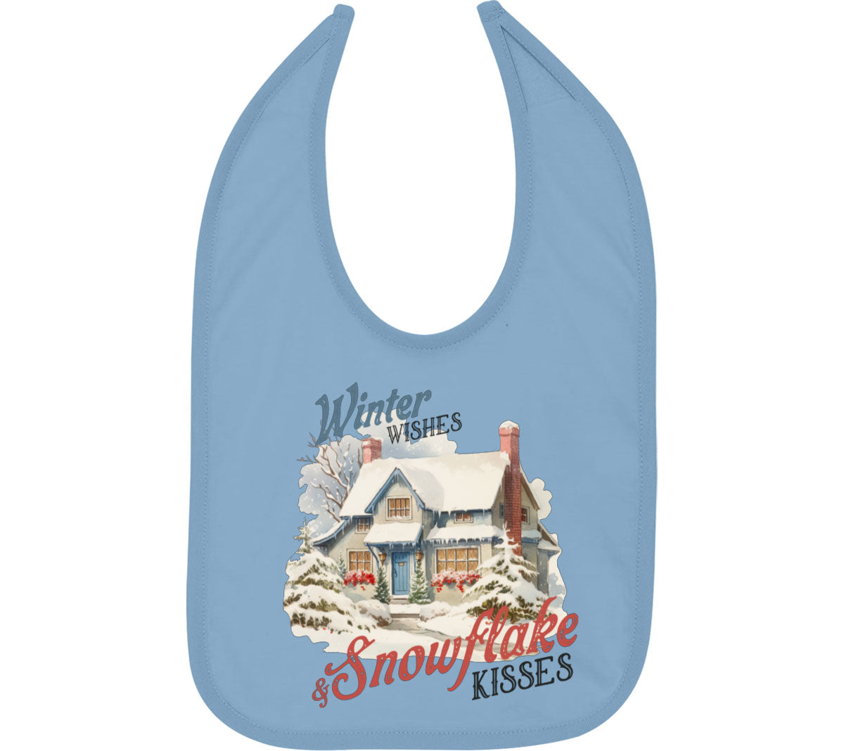 Winter Wishes And Snowflake Kisses Christmas Baby Bib