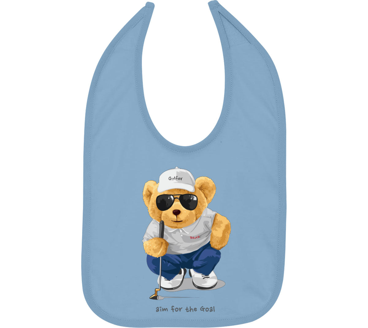 Teddy Bear Golfer Baby Bib