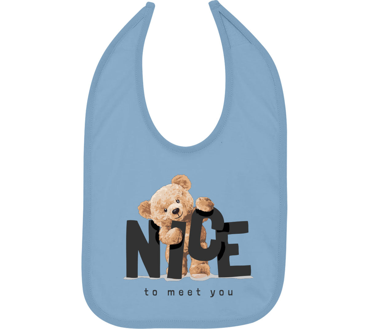 Teddy Bear Nice To Meet You Baby Bib