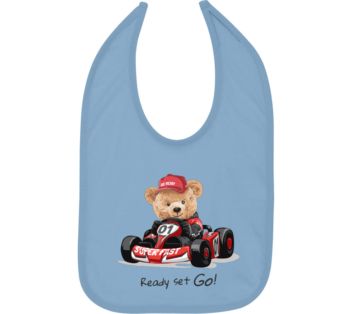 Teddy Bear Racer Baby Bib