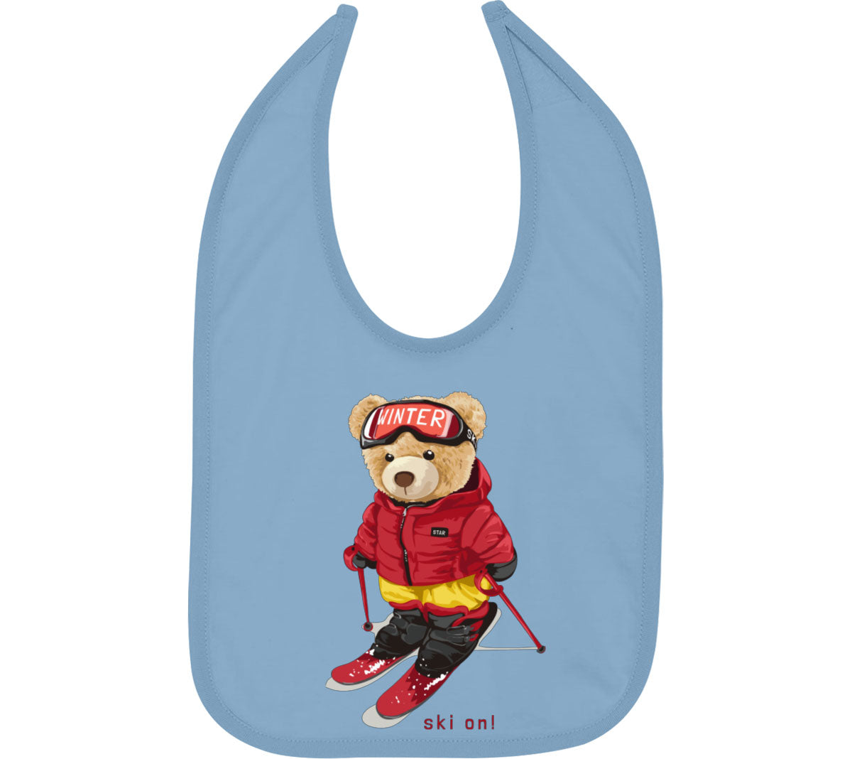 Teddy Bear Snowboarding Baby Bib