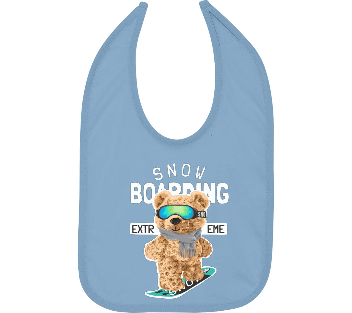 Teddy Bear Extreme Snowboarding Baby Bib