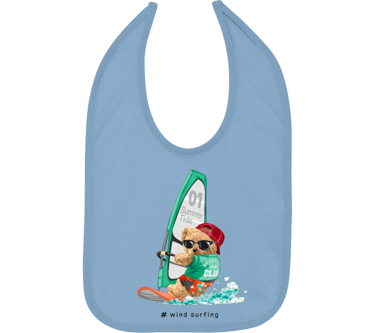 Teddy Bear Surfing Baby Bib