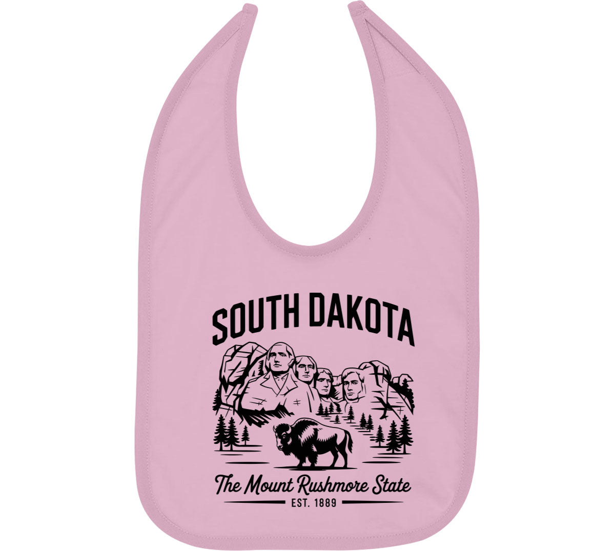 South Dakota Cityscape Illustration The Mount Rushmore State Baby Bib