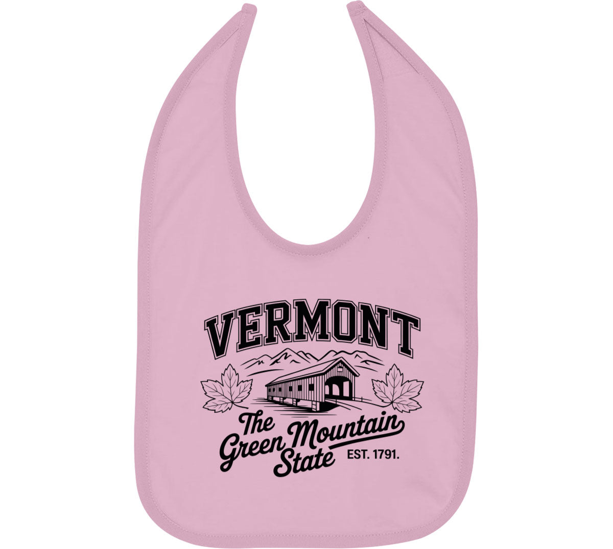 Vermont Cityscape Illustration The Green Mountain State Baby Bib