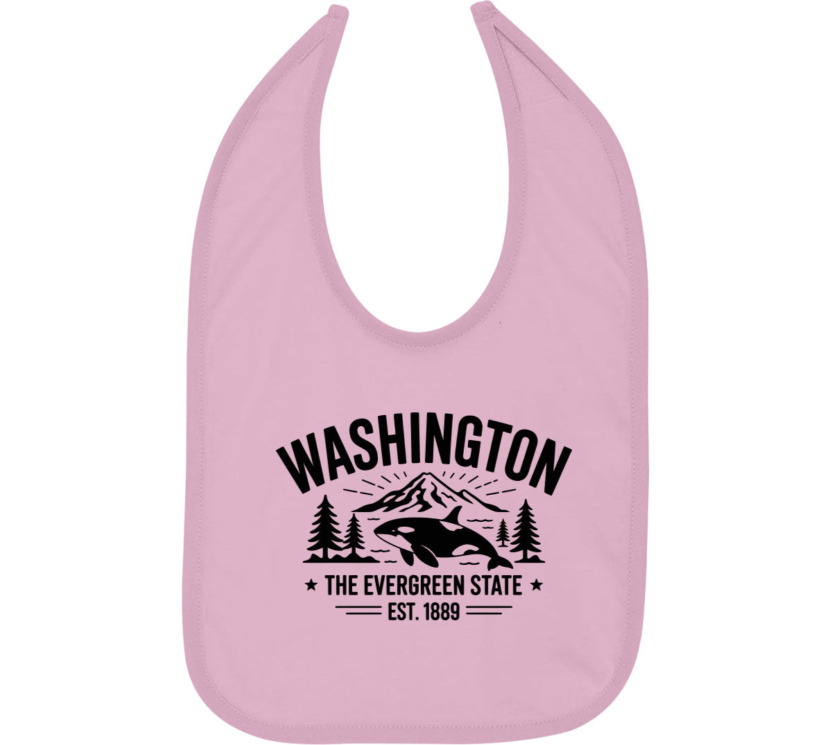 Washington Cityscape Illustration The Evergreen State Baby Bib