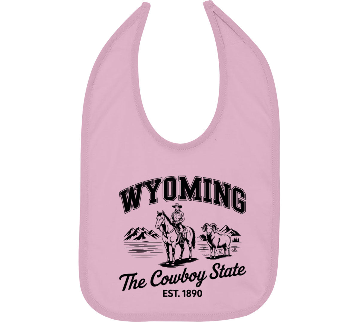 Wyoming Cityscape Illustration The Cowboy State Baby Bib
