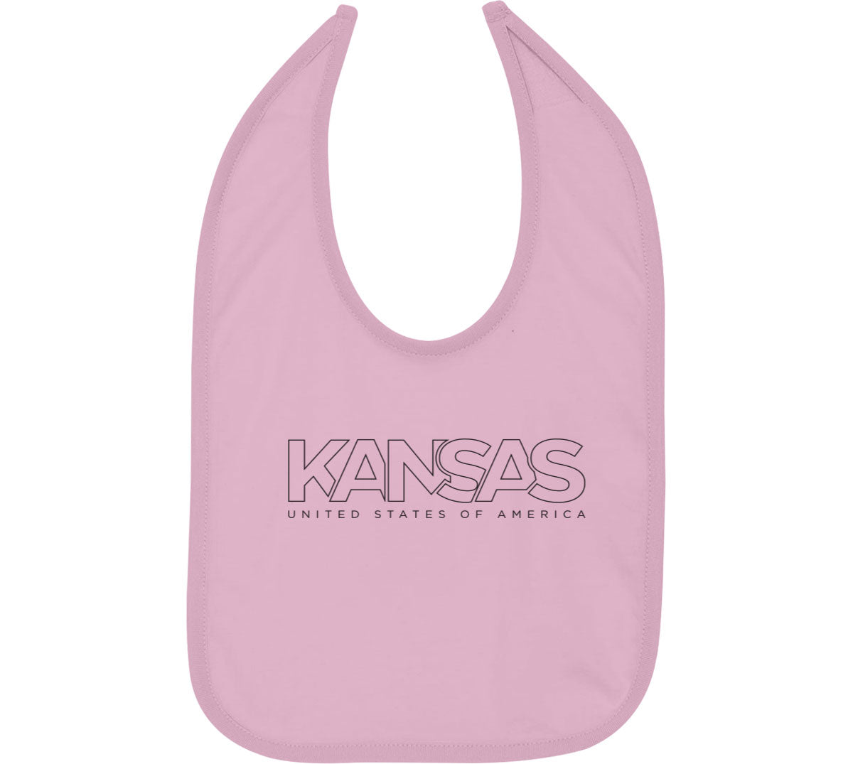 Kansas Outline Typography Baby Bib