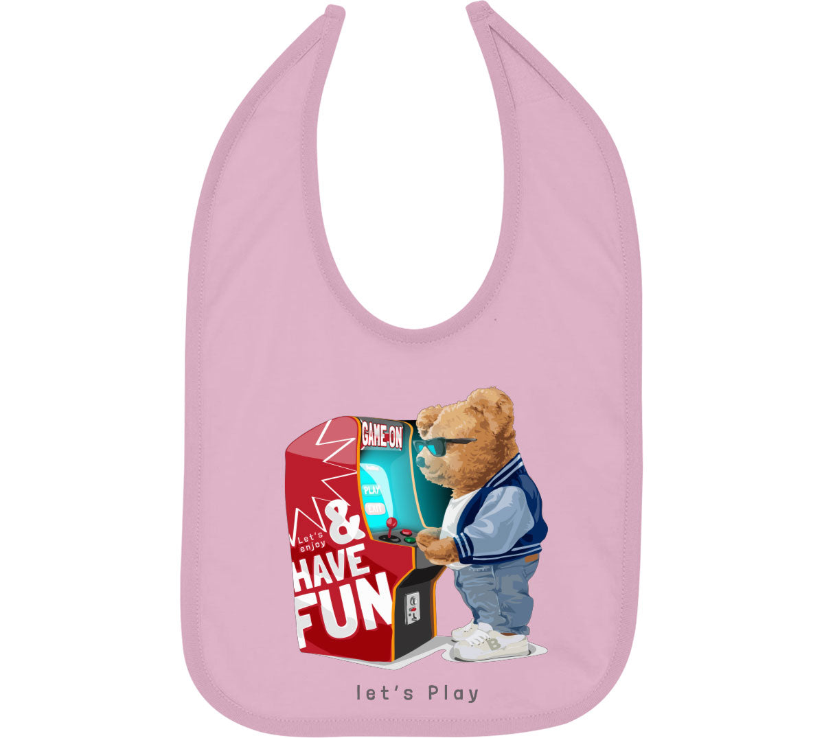 Teddy Bear Arcade Game Machine Baby Bib