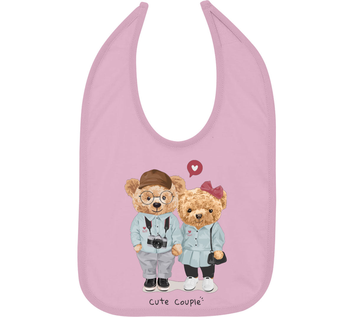 Teddy Bear Cute Couple Baby Bib