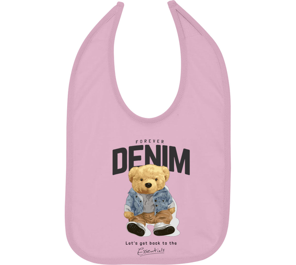 Teddy Bear Forever Denim Baby Bib