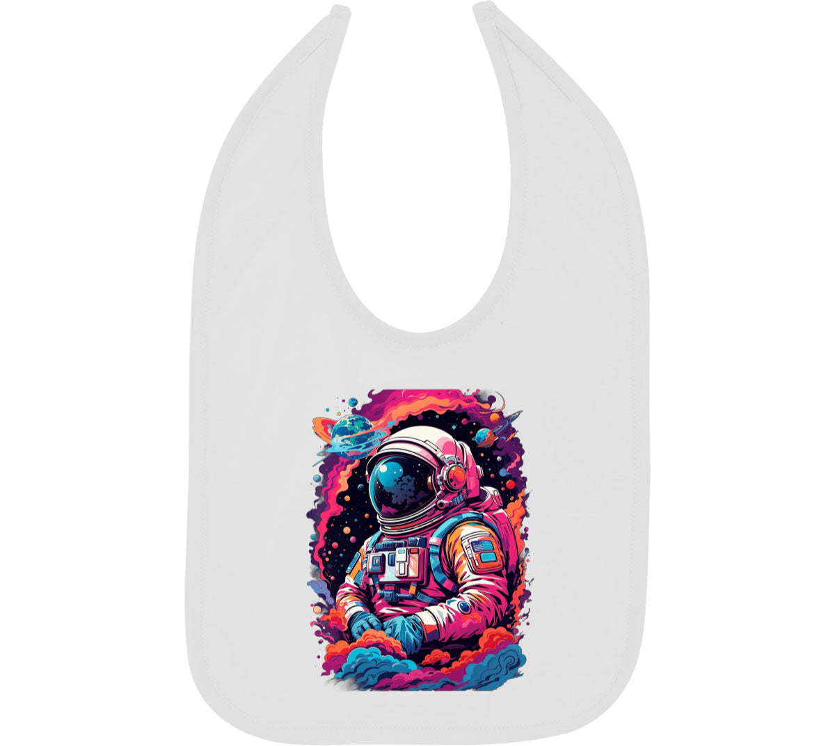 Illustration Colorful Astronaut in the Galaxy Baby Bib