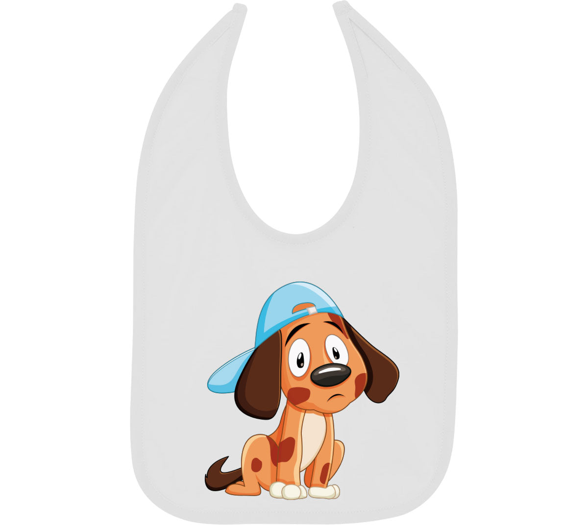 Brown Cute Dog With Long Ears Wearing Cap Baby Bib