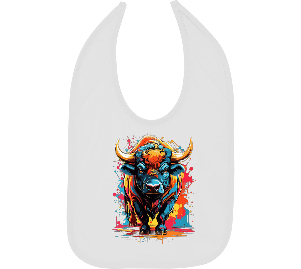 Illustration Colorful Bull Baby Bib