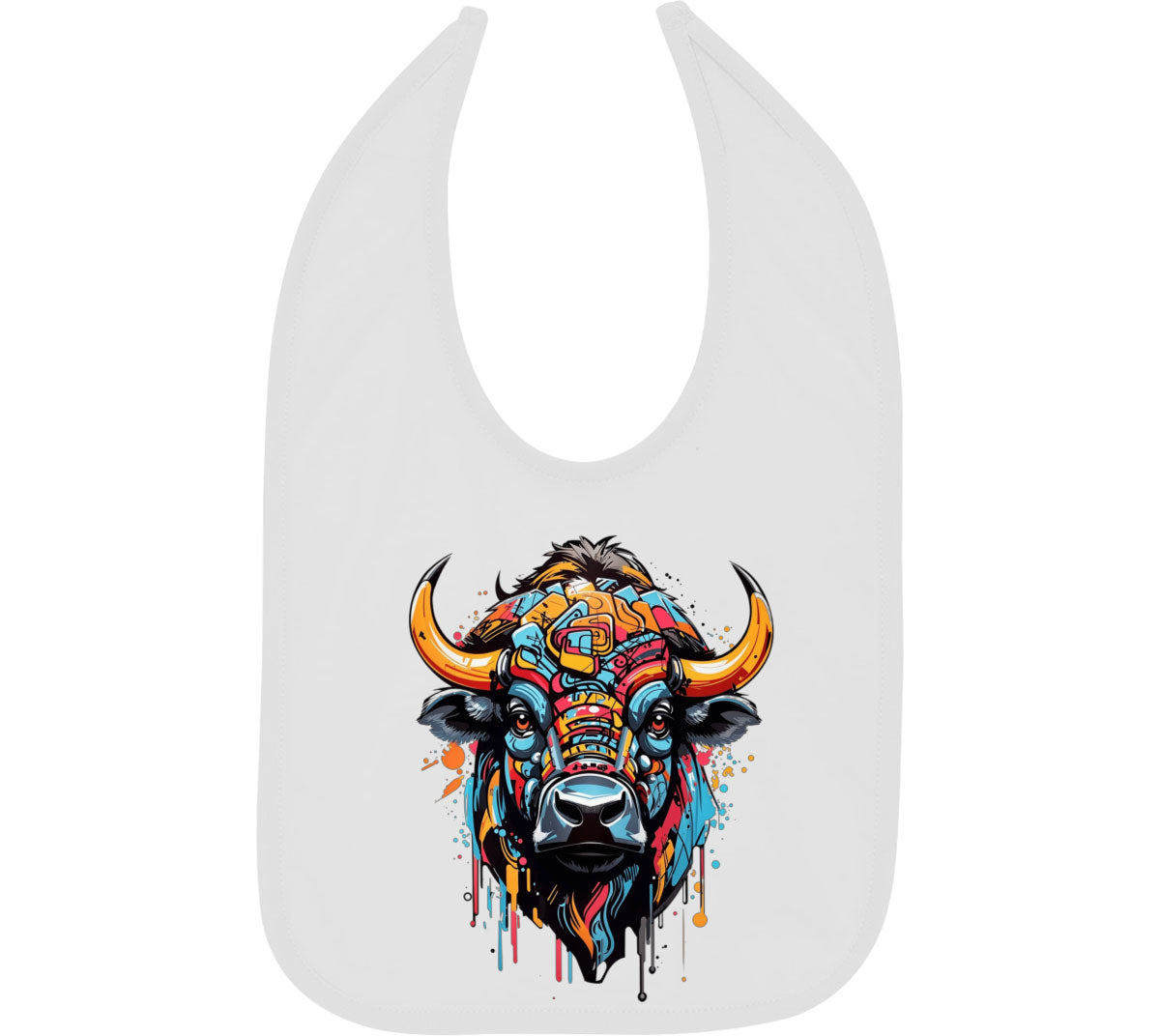 Illustration Colorful Bull head Baby Bib