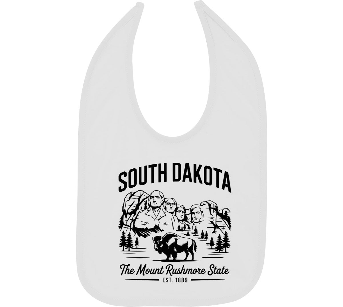 South Dakota Cityscape Illustration The Mount Rushmore State Baby Bib
