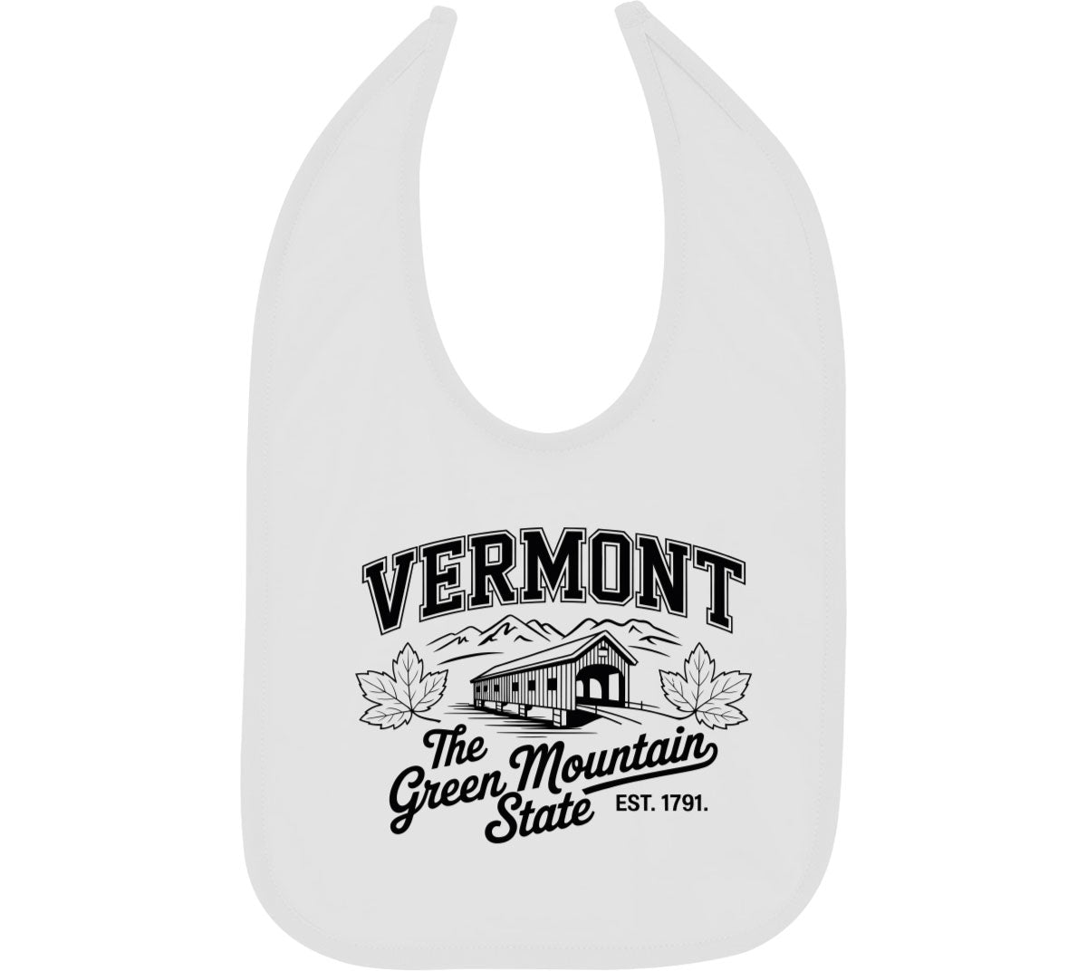 Vermont Cityscape Illustration The Green Mountain State Baby Bib
