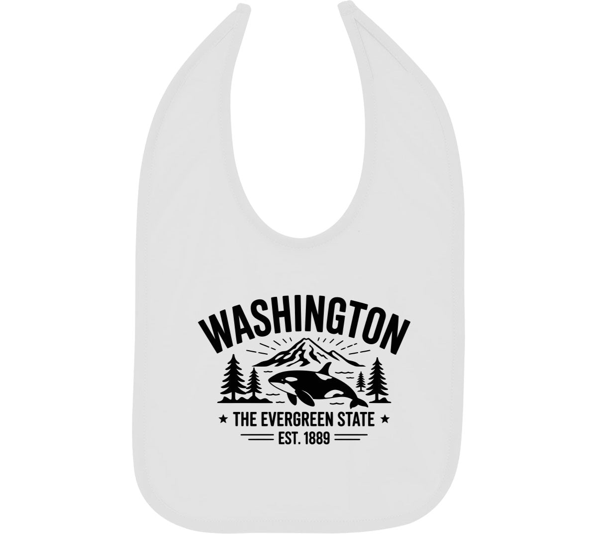 Washington Cityscape Illustration The Evergreen State Baby Bib