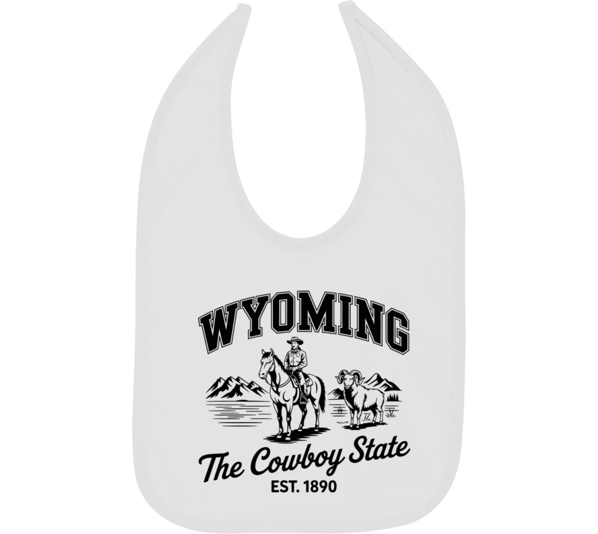 Wyoming Cityscape Illustration The Cowboy State Baby Bib