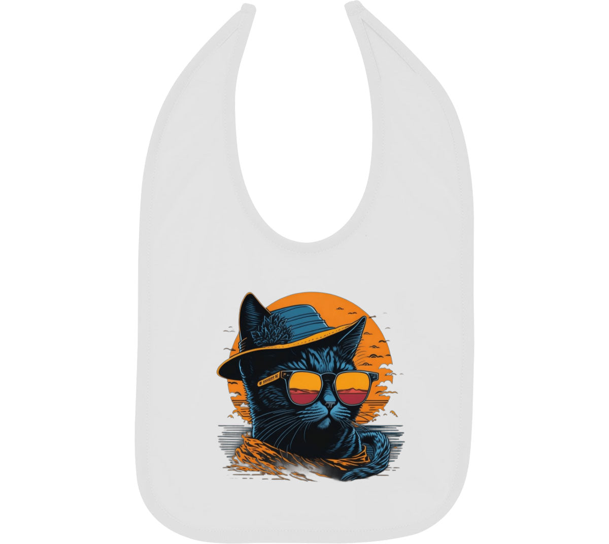 Cool Cat With Hat And Sunglasses Baby Bib