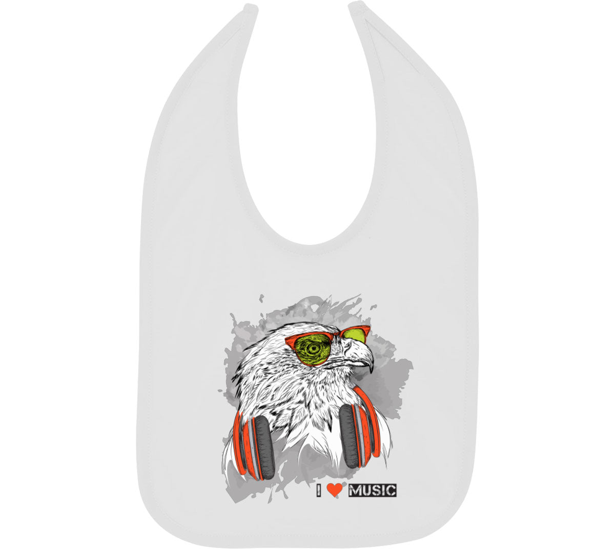 I Love Music Eagle With Headphones Baby Bib