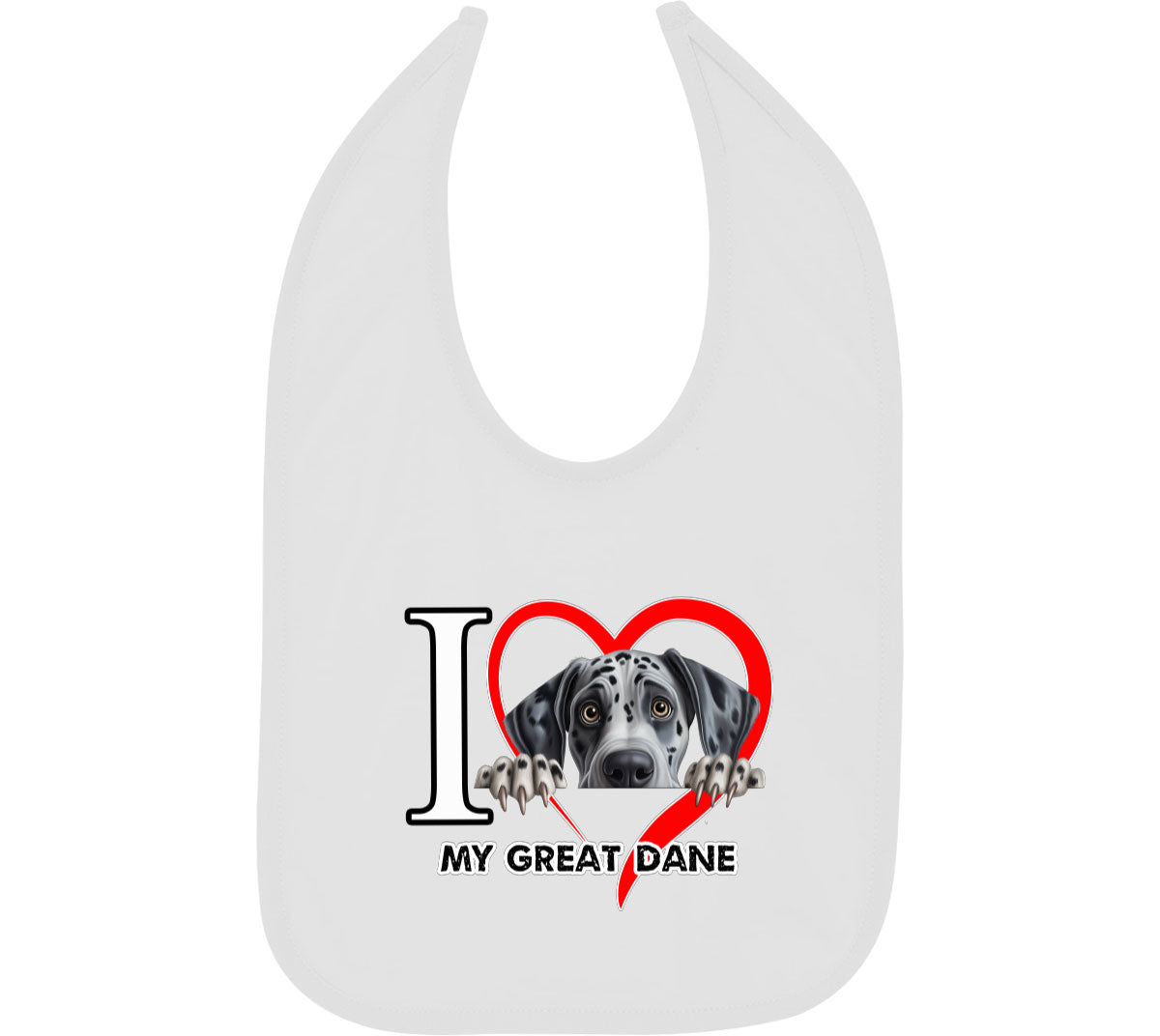 I Love My Great Dane Dog Baby Bib
