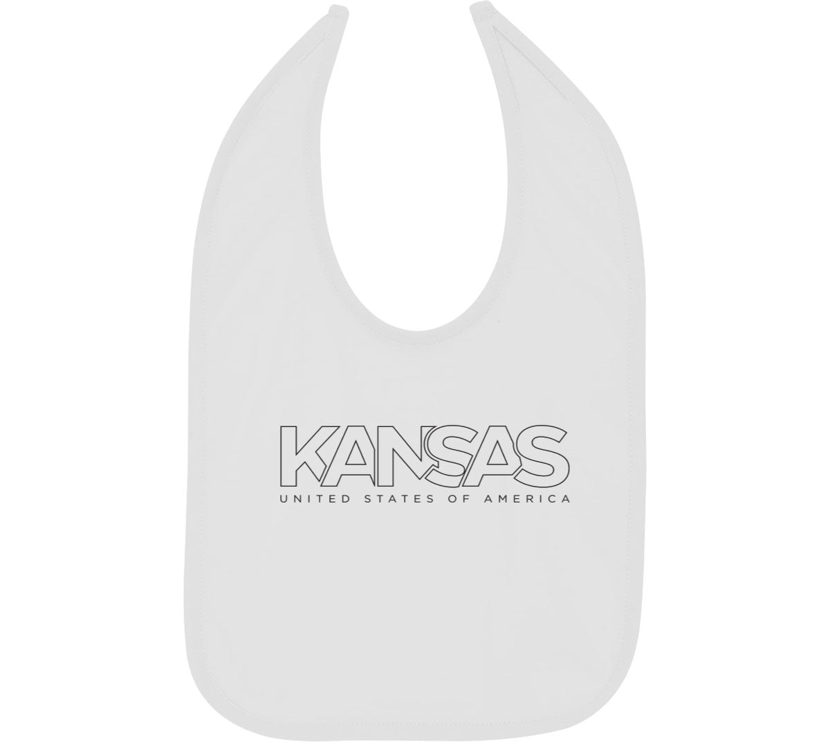 Kansas Outline Typography Baby Bib