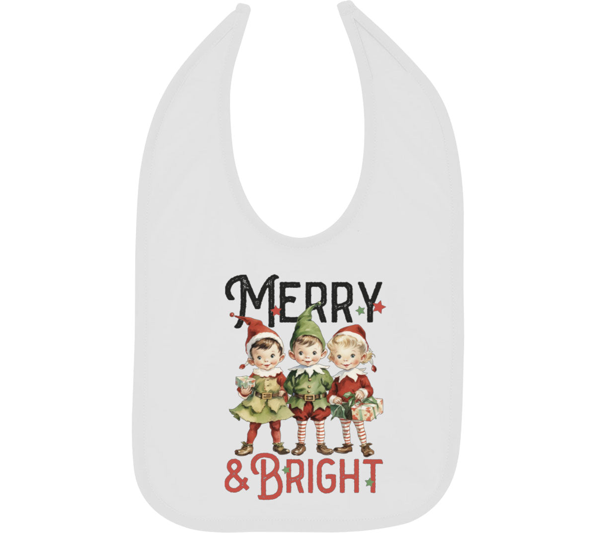 Merry And Bright Christmas Baby Bib