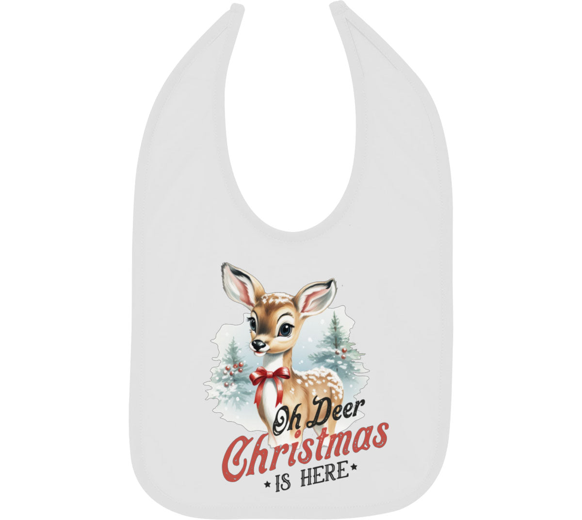 Oh Deer Christmas Here Baby Bib