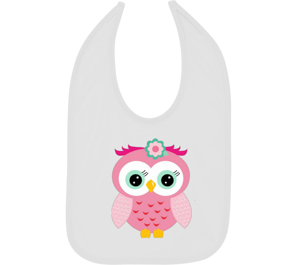 Pink Owl Cartoon Baby Bib