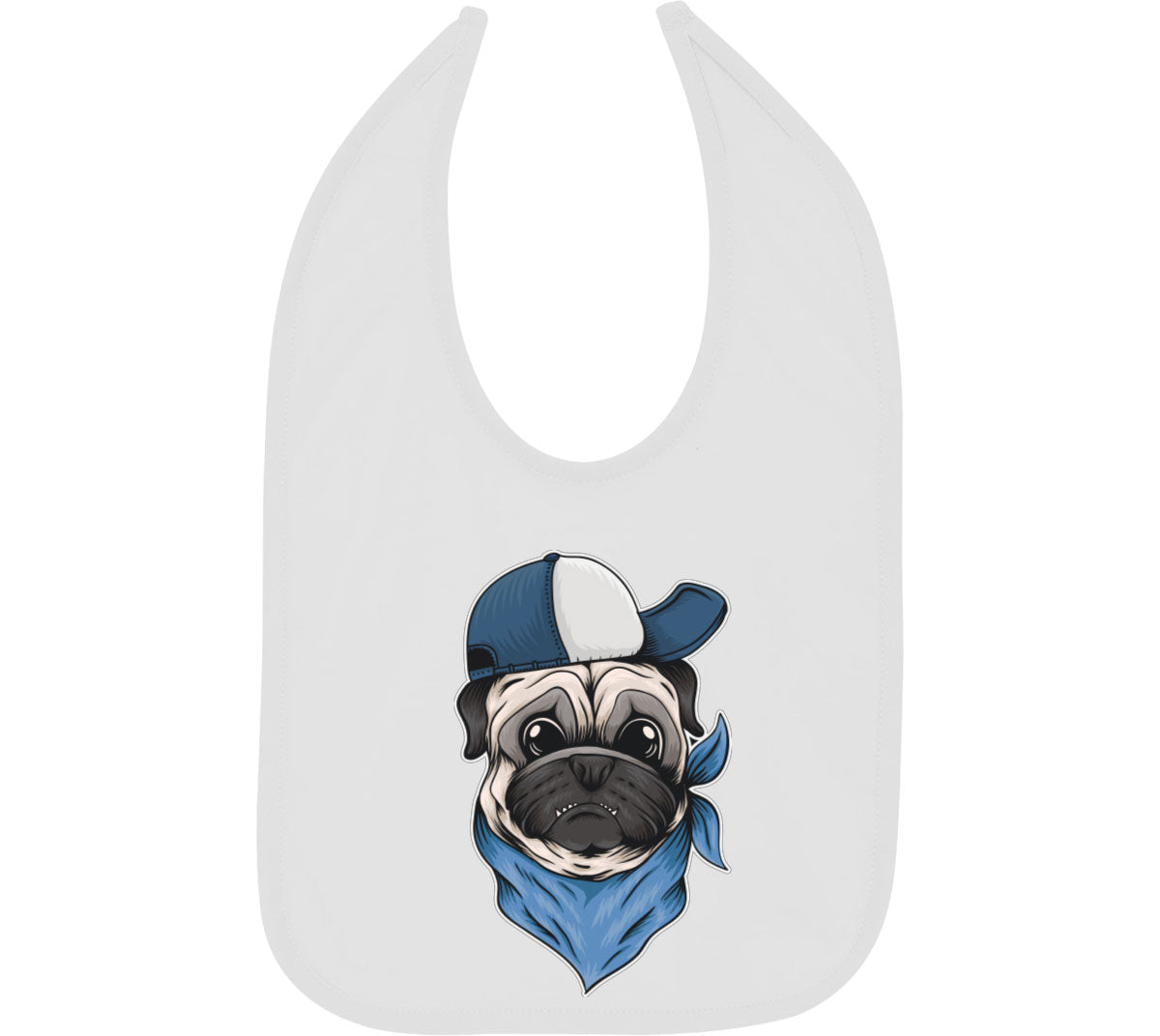 Pug Dog With Hat And Bandana Baby Bib