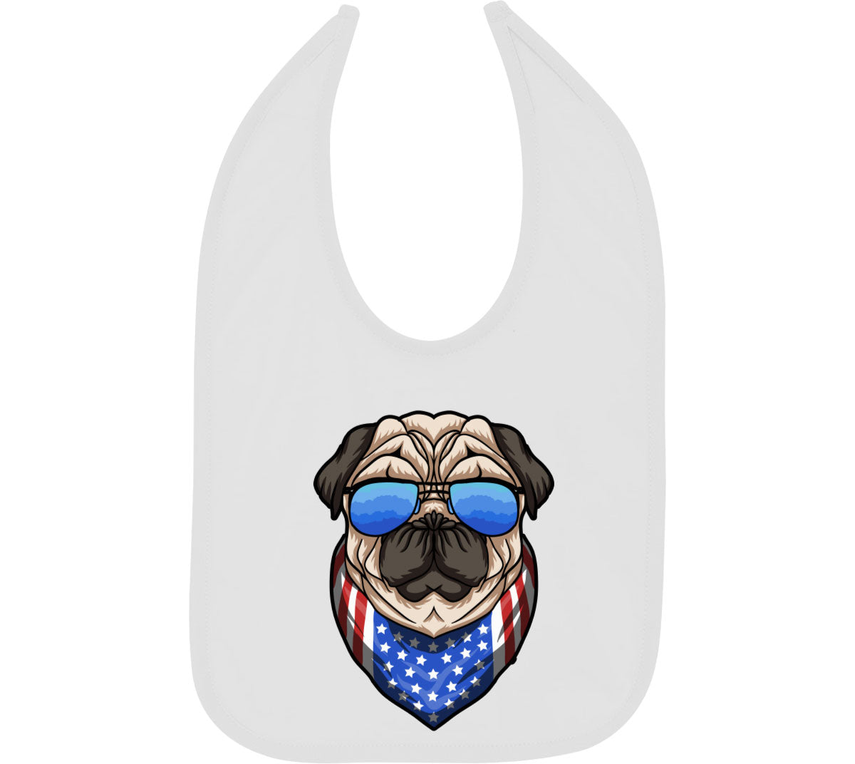Pug Dog With Sunglasses And Bandana Baby Bib