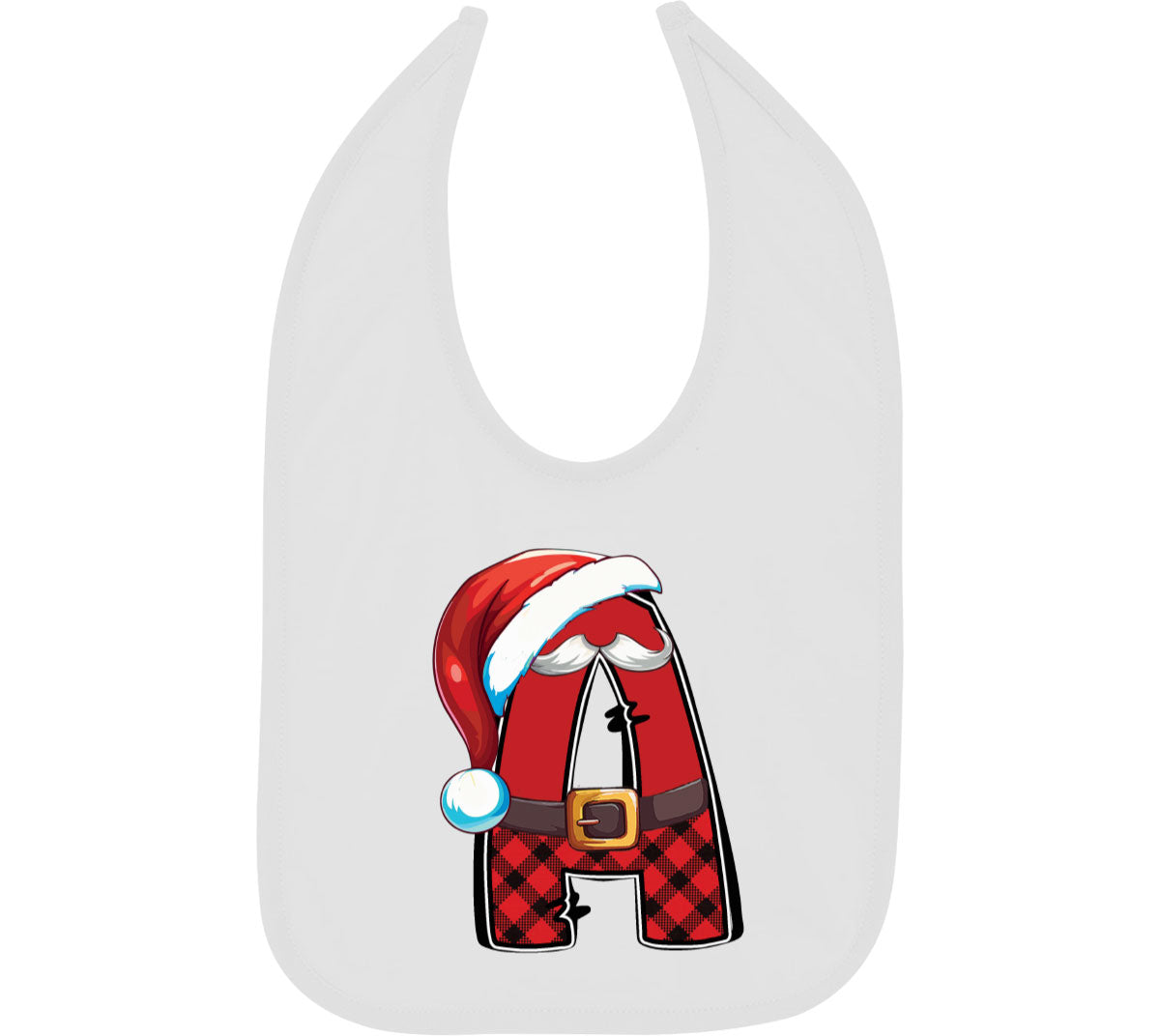 Christmas Santa Alphabet Letters [Custom Initial] Baby Bib