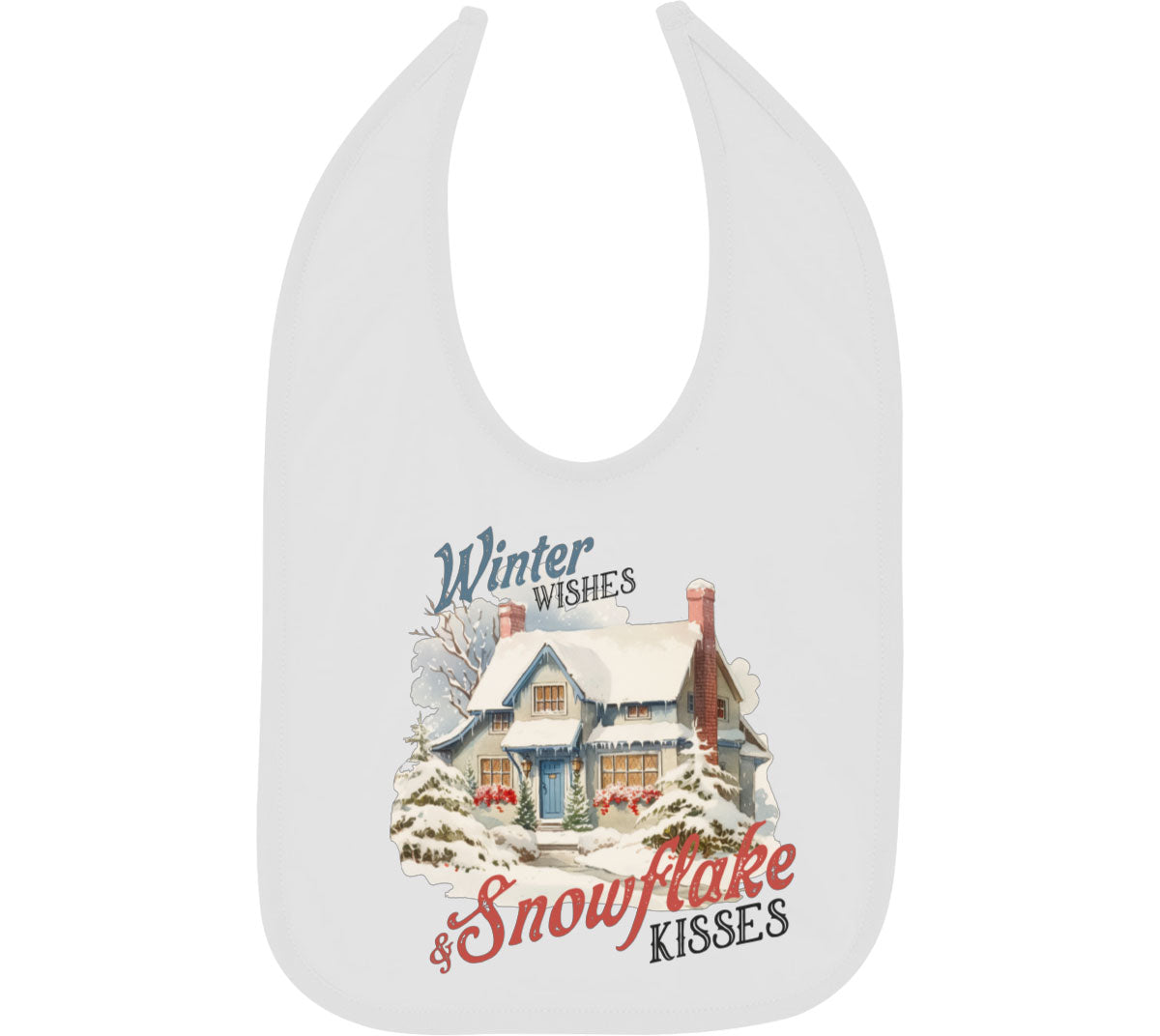 Winter Wishes And Snowflake Kisses Christmas Baby Bib