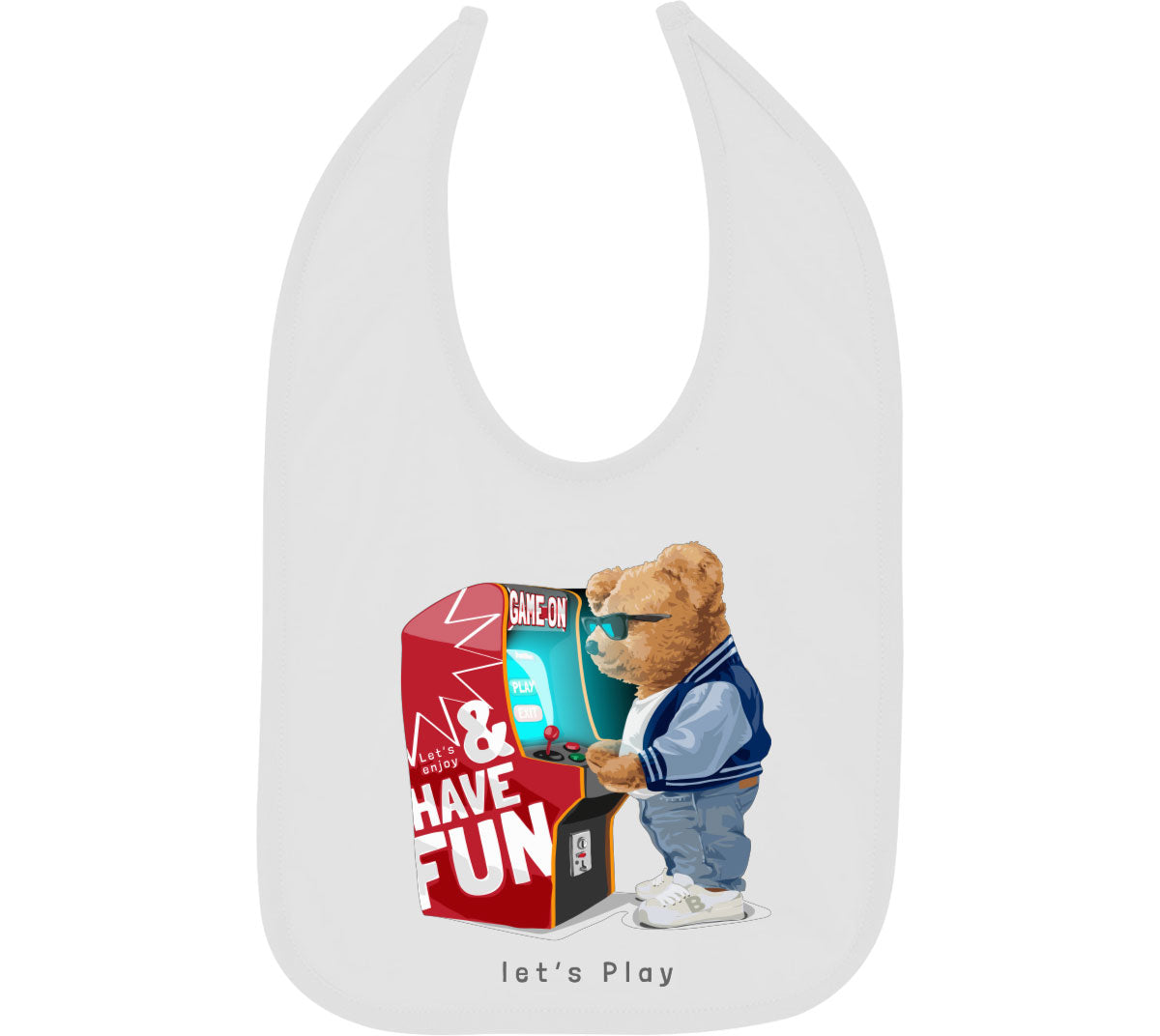 Teddy Bear Arcade Game Machine Baby Bib